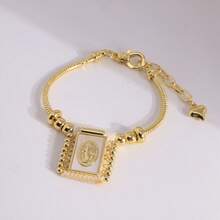 1pc 18K Gold Plated Vintage Religious Christian San Benito Cross Virgin Mary Tiny Bead Handmade Accessories Women Bracelets