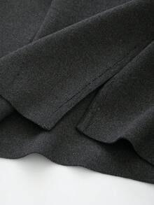 V-Neck Solid Color Casual Knit Sweater With Metal Buttons, Suitable For Spring/Autumn/Winter - Dark Grey - View 5