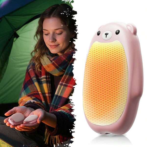 مدفئات يدوية مغناطيسية قابلة للشحن 2 حزمة، 3 إعدادات، بحجم جيب بشكل دب جميل، تسخين سريع لليدين، سخان كهربائي محمول وقابل لإعادة الاستخدام للتخييم والصيد والجولف، هدايا للنساء والرجال
