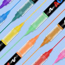 GuangNa Bộ 2/3/4/24 bút dạ acrylic đầu thẳng, đầu mềm, màu bền, mực dễ pha trộn. Thích hợp cho vẽ trên vải bố, đá, gỗ, thủy tinh, gốm sứ, vải và các dự án DIY. - Nhiều màu - Xem 4