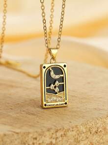 原创新款女王魔术师月亮项链无锈蚀不锈钢首饰 18K 镀金装饰