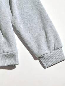 Plus Size Women Gothic Punk Style Loose Sweatshirt, Skull Print, Suitable For Daily Wear, Outings, Parties, School, Music Festivals, Vacations, Commuting And Other Occasions - Grey - View 3