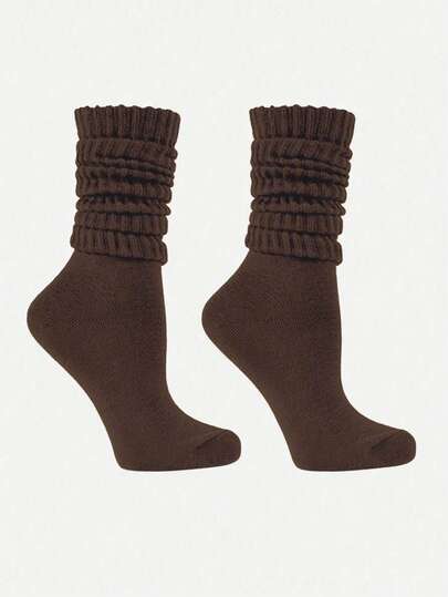1 Paar Damen lange Plüsch Schlupfsocken, Kniestrümpfe, kurze Socken, einfarbige Wadensocken, vielseitig und für alle Jahreszeiten geeignet, ideal für den täglichen Gebrauch, kuschelige Socken