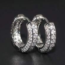 2pcs/Set New Fashion High-End Cubic Zirconia Earrings For Men And Women Elegant Temperament Charm Party Banquet Jewelry - 1 cặp vàng + 1 cặp bạc - Xem 7