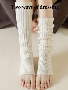 1 Pair Vertical Striped Knit Leg Warmers, Personalized Subculture Y2K Style