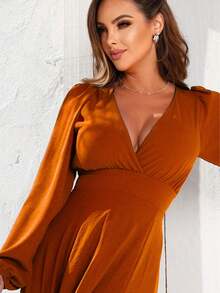 Long V-Neck Dress Lavana Helena NM Nana Marie Simple Elegant Party Fabric Fits Well At The Waist Party Party Wedding Graduation Party Formal & Evening Wedding Guest Prom Graduation Season - 紅陶 - 查看 4