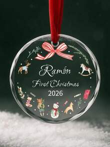 1pc Customized Children's Name Christmas Acrylic Ornament, Personalized Christmas Decoration, Customized Christmas Tree Decor, Personalized Children's Party Decoration Props, Children's Birthday Party Gifts For Girls Or Boys, Personalized First Christmas Memorabilia