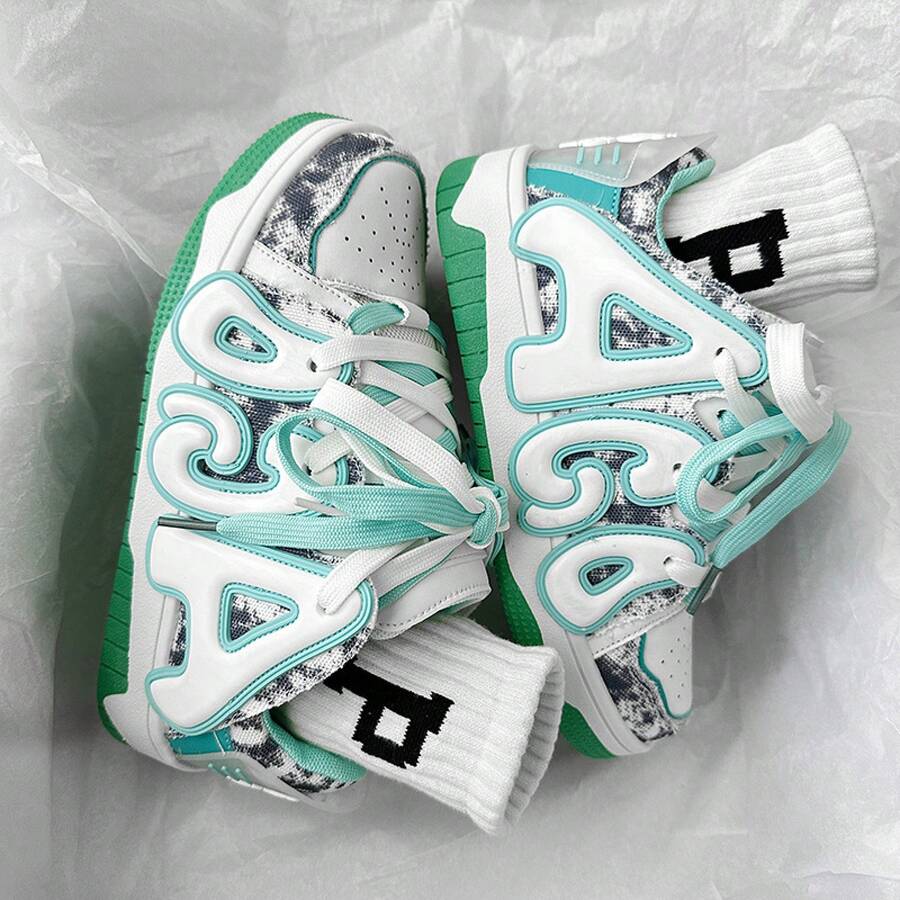 Massage, Height Increase, Deodorization, Shock Absorption High Street Men's Loafers Thick Sole Versatile Casual Shoes Hop Couple Skate Shoes - 白月 - 查看 1