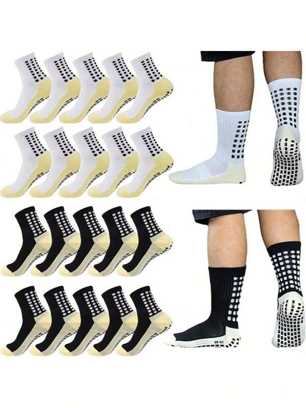 4 Pairs Men's Anti-Slip Soccer/Sports Socks, Non-Slip Athletic Football/Basketball Socks