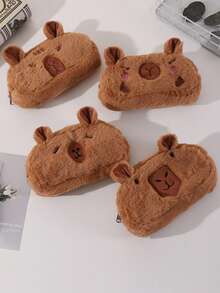 Estojo de lápis de pelúcia de capivara (1 unidade), porta-lápis e estojo de material escolar de grande capacidade, bolsa de armazenamento fofa e macia, nécessaire portátil, volta às aulas, material escolar, estojo para lápis, mochila escolar