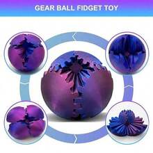 1个装 ADHD 齿轮球 3D 打印旋转球指尖玩具 - 齿轮球指尖球可缓解压力和焦虑 - 非常适合感官需求和手指锻炼 - 独特的家居和办公装饰，派对和创意礼物 - 彩色 - 查看 3