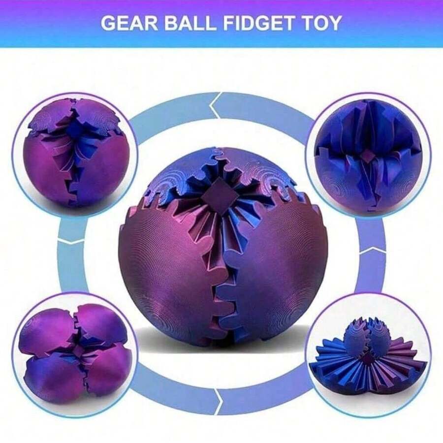 1个装 ADHD 齿轮球 3D 打印旋转球指尖玩具 - 齿轮球指尖球可缓解压力和焦虑 - 非常适合感官需求和手指锻炼 - 独特的家居和办公装饰，派对和创意礼物 - 彩色 - 查看 1