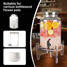 2件套亚克力果汁饮料分配器花瓶水果盘蛋糕架吧台容器支架，亚克力饮料分配器支架，饮料玻璃罐和水壶支架，落地式水壶支架底座，适用于派对、家庭、餐饮活动，适用于直径最大为7.87英寸的厨房用品、厨房配件、厨房工具 - 透明 - 查看 4