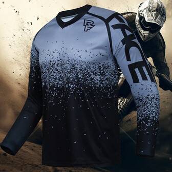 TELEYI 男士骑行服，速干透气吸湿排汗长袖摩托车衬衫，适合越野骑行运动