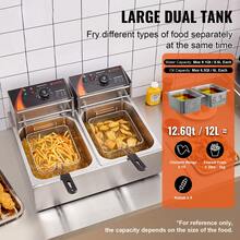 Commercial Electric Deep Fryer, Countertop Deep Fryer, Dual Removable Tanks - 查看 2