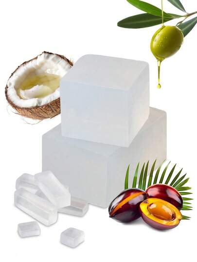 1kg/2.2lb Base de jabón blanca/transparente para jabón hecho a mano DIY, materia prima para jabón, base de jabón cremosa blanca para baño, material DIY, base de jabón transparente a base de vegetales