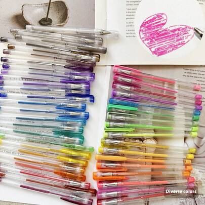 100 Coloring Gel Pens Set For Adults Coloring Books- Gel Colored Pen For Drawing, Writing & Unique Colors Including Glitter, Neon, Standard, Symhony, Pastel & Metallic