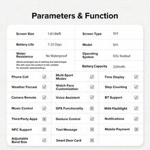 SIMSONLAB 1.83英寸高清全触控智能手表，男女通用，220mAh长续航电池，多种运动模式，莫兰迪色表带，双表带设计，支持电话拨号/接听、计步器、卡路里计数、通知提醒等功能，多功能智能手表，绝佳圣诞礼物 - 彩色 - 查看 8