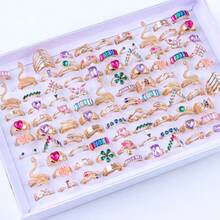 10枚/套 优雅时尚粉色水晶戒指，蝴蝶和心形，浪漫约会，情人节礼物，日常配饰