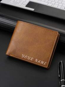 1个定制男士短款钱包，男士礼物，情人节礼物，PU皮革材质，PU极简多卡位钱包，定制男士钱包，个性化礼物，送给兄弟、父亲、男友，周年纪念日、父亲节、圣诞节、万圣节、情人节 - 彩色 - 查看 8