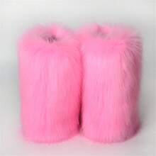 Women's Faux Fur Boots Fluffy Mid-Calf Fuzzy Winter Snow Boots Outdoor Flat Shoes-20256688 - Màu Hồng Tươi - Xem 7