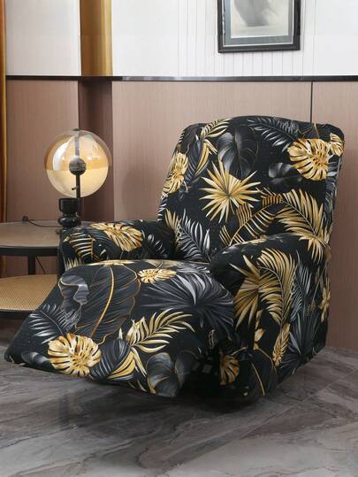 4/6/8pcs Black And Gold Geometric Pattern Splashed Ink Printed Lounge Chair Cover, Suitable For All Seasons, Office Living Room Home Decoration, Washable Sofa Cover