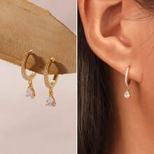 1 Set Cubic Zirconia Stacked Earrings Jewelry Set, Versatile Minimalist Luxury Earrings Jewelry Set, Gift Accessories