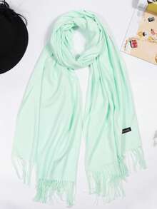 Klassischer Damen Einfarbiger Quasten Mode Warmer Schal, Einfarbiger Lässiger Süßer Eleganter Schicker Straßen Höfischer Geschäfts Party Polyester Weicher Schal, Geeignet für alle Jahreszeiten