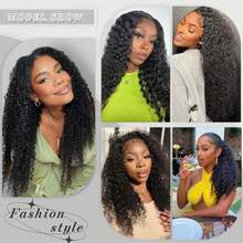 Wear And Go Glueless Human Hair Wig 13x4 HD New Upgraded No Glue Deep Wave Lace Front Wigs Human Hair Pre Plucked Wet And Wavy Lace Front Wig Human Hair For Women With Baby Hair Natural Black Color - Natural Black - Xem 9