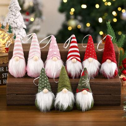 Conjunto de 3 enfeites natalinos em forma de figuras - Decoração para árvore de Natal, boneco de velhinho sem rosto, decoração para festa de Natal, decoração para casa, decoração de Natal para quarto, decoração de inverno.