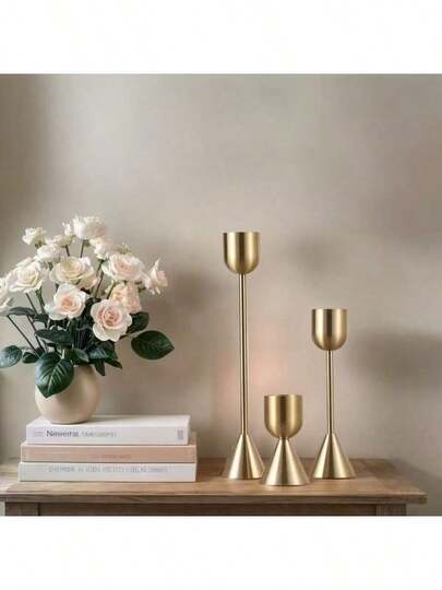 Romantic Vintage Metal Iron Candle Holder, Brass-Color Candle Stand, Christmas Decor, Wedding Prop, Candle Base