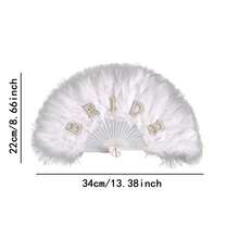 1Pc Bridal White Feather Fan Non-Folding Wedding & Bachelorette Party Decoration For Party Clothing Accessories And Party Decorations Weddings And Bridal Showers, Wedding Accessories For Bride