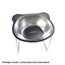 1 件装不锈钢猫耳加高宠物碗，猫狗通用，易清洗，防碎，保护宠物颈部，食盆