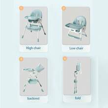 4-in-1 verstellbarer Kinderstuhl, Hochstuhl, klappbar, maximale Tragkraft 50 kg - Grün - Übersicht 9