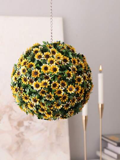 Artificial Chamomile Flower And Grass Balls, Artificial Little Daisy Grass Balls, Wholesale, White, Green, PE Material, UV Resistant, Easy To Remove, Indoor Office Living Room Bedroom Decorations, Outdoor Swimming Pool, Party Wedding Garden Decorations, Thanksgiving Day, Harvest Festival, Decorative Home Decorations