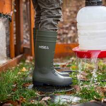 HISEA Men's Rain Boots PVC Rubber Boots, Waterproof Garden Fishing Outdoor Work Boots, Durable Slip Resistant Knee Boots For Agriculture And Industrial Working - 橄欖綠 - 查看 2