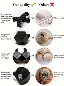 2pcs Magnetic Curtain Tiebacks, Made Of Thicker Torsion Rope & Strong Magnets