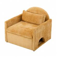 Oversized Armchair With Cat House,Modern Style Accent Chair With Cat Bed, Chenille Single Sofa Lounge Chair For Living Room, Bedroom - 黃色 - 查看 2