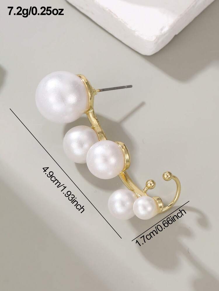 1pc Fashion Luxurious Faux Pearl Ear Cuff Clip, Stylish Party Accessory