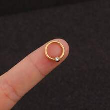 1 件 316L 不锈钢 Y2K 水钻鼻环、无缝男女通用耳环、唇环 - 金黃色 - 查看 4