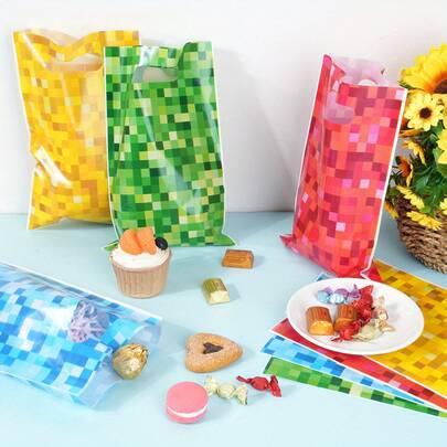 10/20/50pcs Pixel Birthday Party Favor Bags Colorful Mining Pixel Party Gift Bags Pixel Theme Birthday Party Gift Packing Bags Video Gamer Birthday Party Decorations Supplies