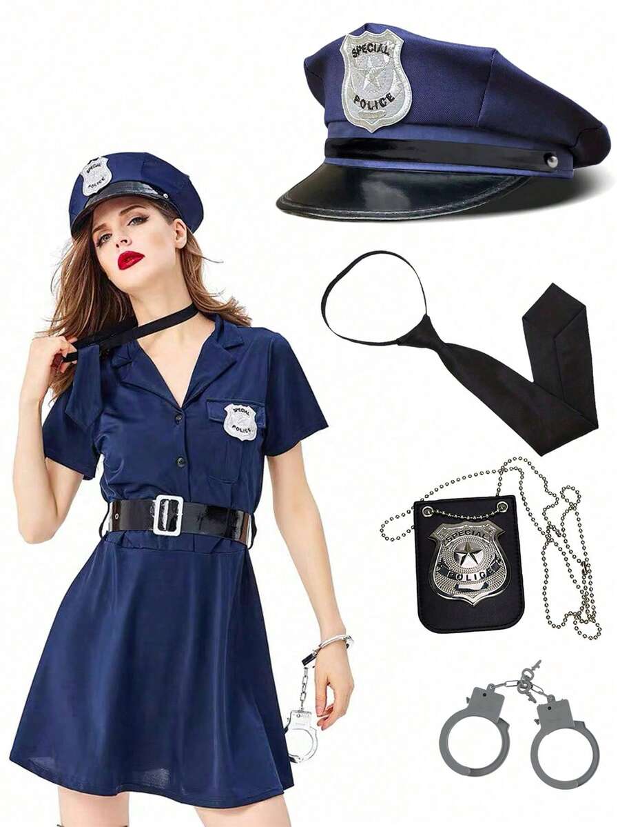 角色扮演道具 帽子套組 Cosplay道具 非金屬手銬 徽章 性感警察 專業服裝 - 彩色 - 查看 1