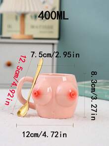1 件 400ml 创意乳房形状陶瓷杯，独特有趣的人体艺术陶瓷杯，家用水杯，漱口杯，牙刷杯，早餐杯，办公杯，节日礼物 - 彩色 - 查看 3