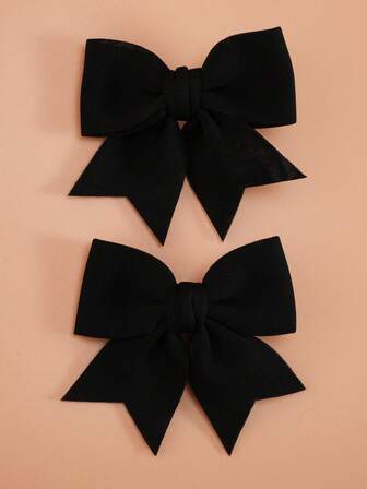 2pcs Girls Black Bow Hair Clips, Fashionable & Cute For Everyday Use