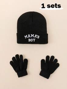 1pc Baby Beanie Black Hat, Letter Embroidery Infant Newborn Toddler Winter Warm Knit Cap For Little Boys Girls,Kids & Baby, Y2k Style, Newborn Knitted Hat For Outdoor Winter Warm Hat - Multicolor - View 19