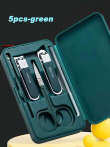 6pcs Portable Nail Clipper Set, Available In Yellow, Green, White, Convenient Nail Care Tools