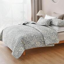 Bluish Botanical Quilt Set California King Size 3Pcs, Printed With Beige Leaves Pattern, All Season Lightweight Bedspread Coverlet, Luxury Comfort, Design (California King 112x104, Beige Botanical) - Mint Green - View 10