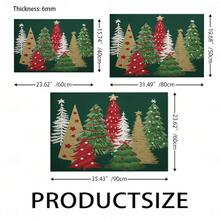 1PC Christmas Mat Green Background Christmas Tree Forest Pattern Mat Multicolor Xmas Tree Printed Door Mat Holiday Decor Entrance Floor Mat Non Slip Wear Resistant Home Door Mat Christmas Theme Home Decoration-Thickness 1cm