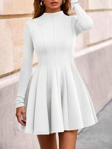 Fall Dresses For Women Elegant Classy Casual Long Sleeve Swing A Line Ruffle Short Homecoming White Party Dress - trắng - Xem 1