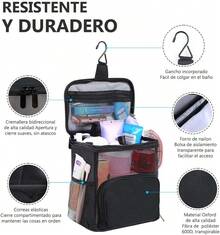 Bolsa de Ducha de Malla, Organizador de Malla Portatil, con Ganchos y 5 Bolsillos, Gran Capacidad Bolsa de Malla Colgante de Baño, Drenaje Rápido, para la Universitario, Viaje, Gimnasio, Natación - 1 - Ver 4